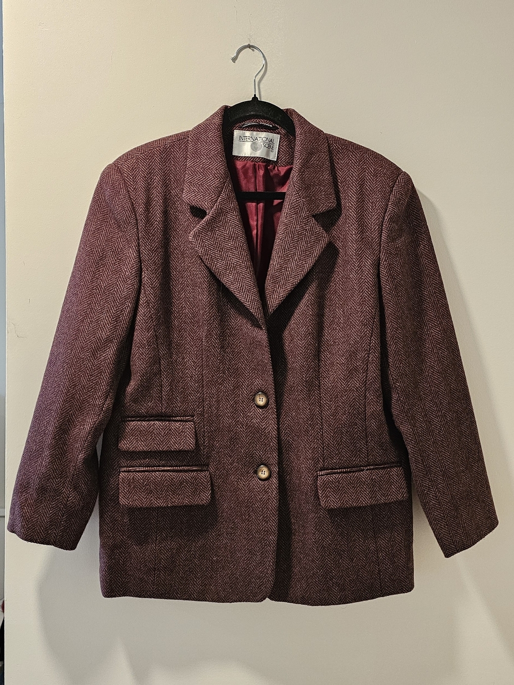 INC International Concepts Maroon Herringbone Blazer